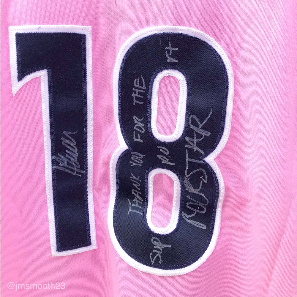 โพ๏ธ2006 Aquasox Steven Baron signed Jersey breastcancer awareness - Picture 10 of 15